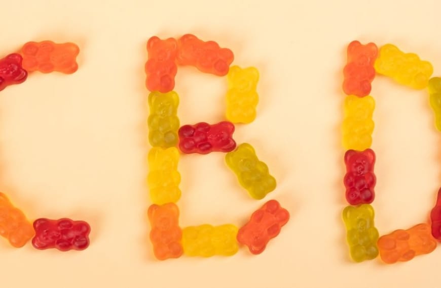CBD spelled out in gummies