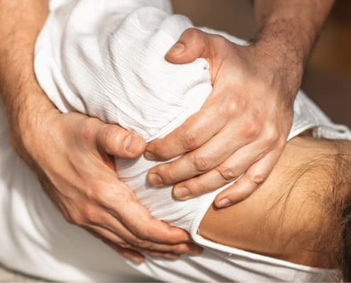 Patient being treated for frozen shoulder